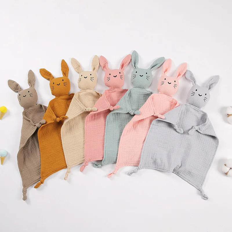 Doudou plat lapin en mousseline