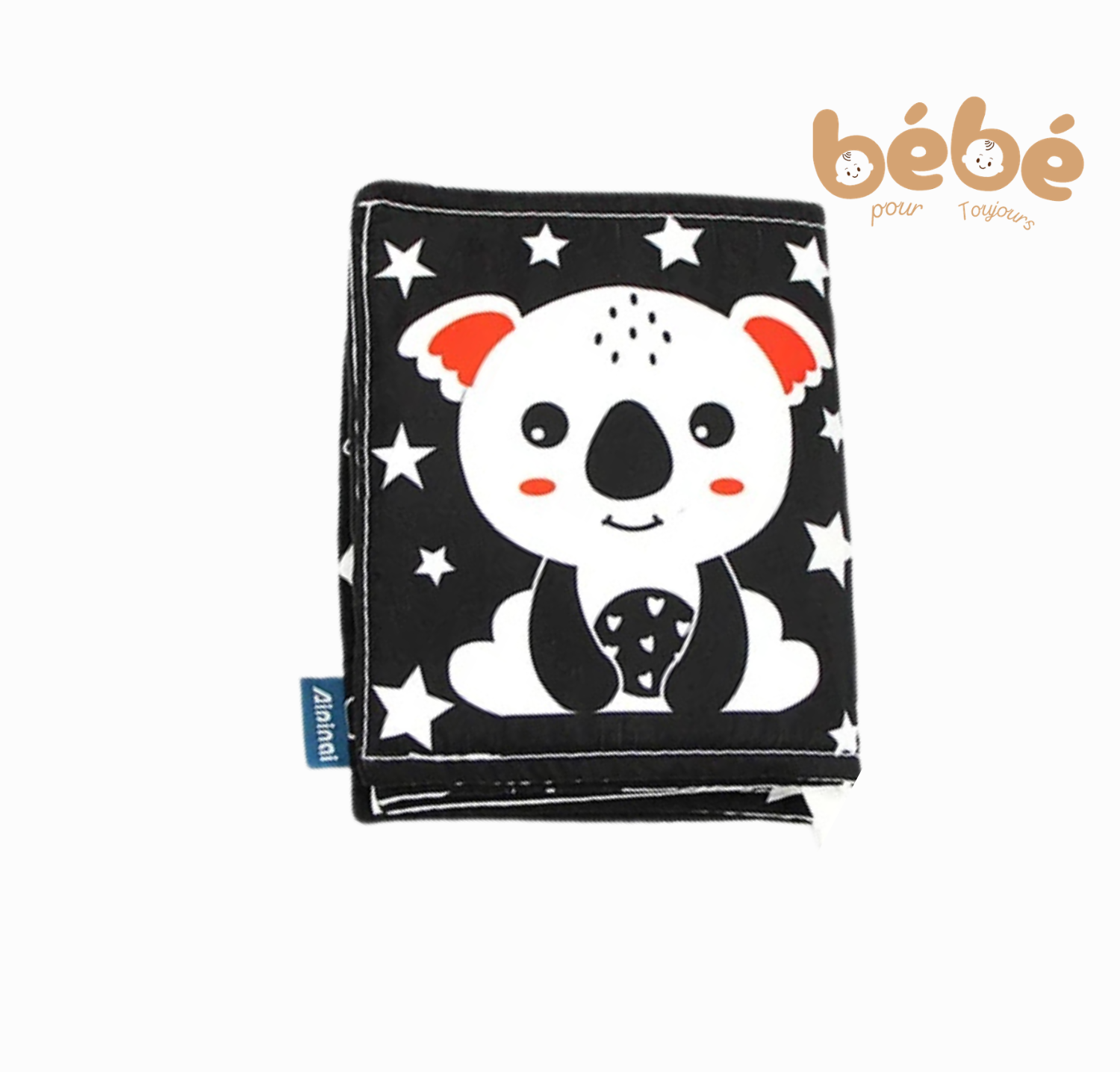 Livre sensoriel bébé noir et blanc – livre tissu Montessori contrasté 0-12 mois