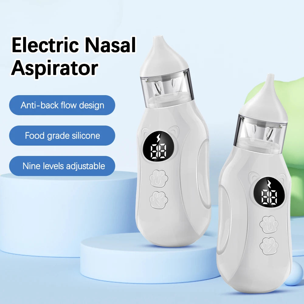 Mouche Bébé Électrique Rechargeable 9 Niveaux – Aspirateur Nasal Anti-Reflux Silicone Sécurisé