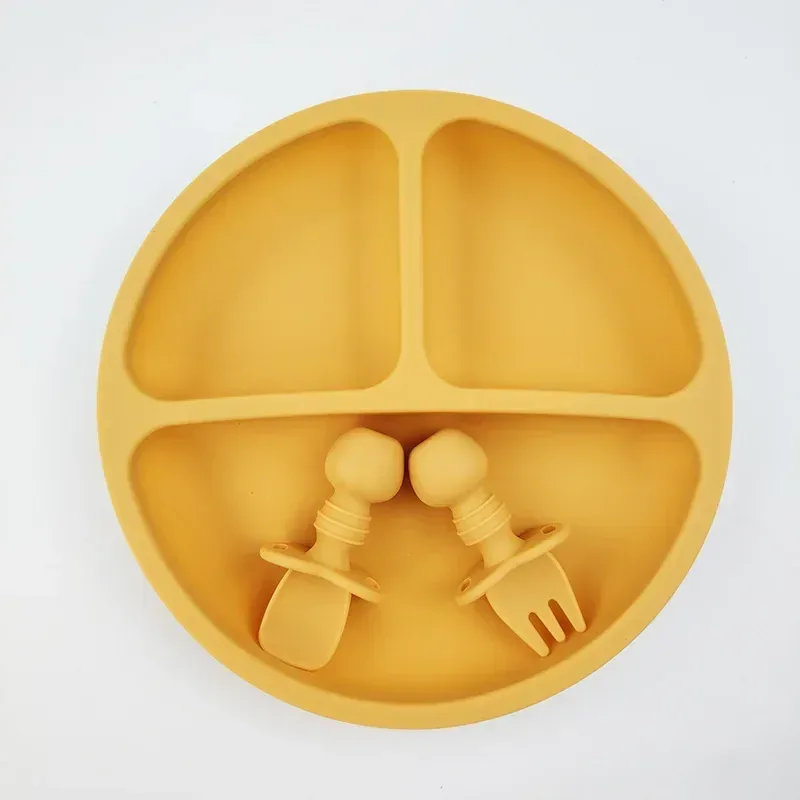 Set repas en silicone à ventouse (tons doux)