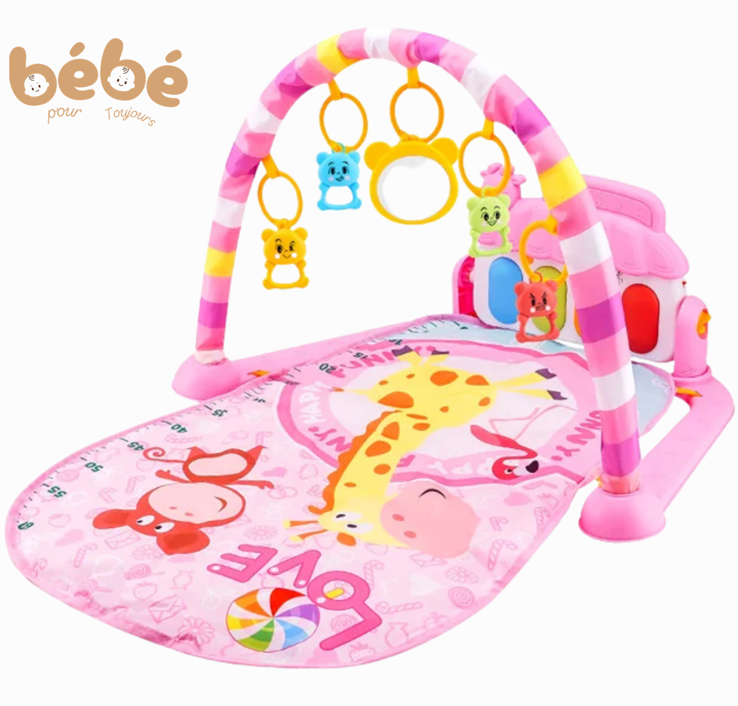 Tapis d’éveil bébé musical avec piano interactif-rose